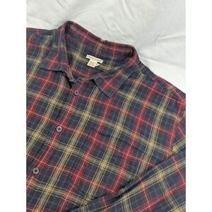 Carbon 2 Cobalt 2XL Red Blue Plaid Long Sleeve Button Up Flannel Shirt